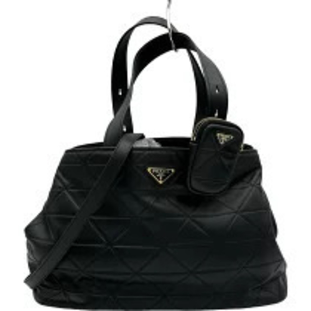 Prada quilted leather tote bag black